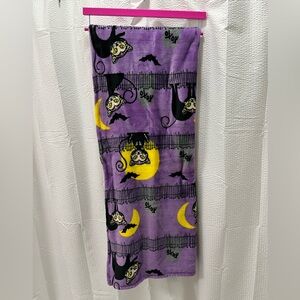 Betsey Johnson Halloween Blanket Plush Black and Moon Purple NWT